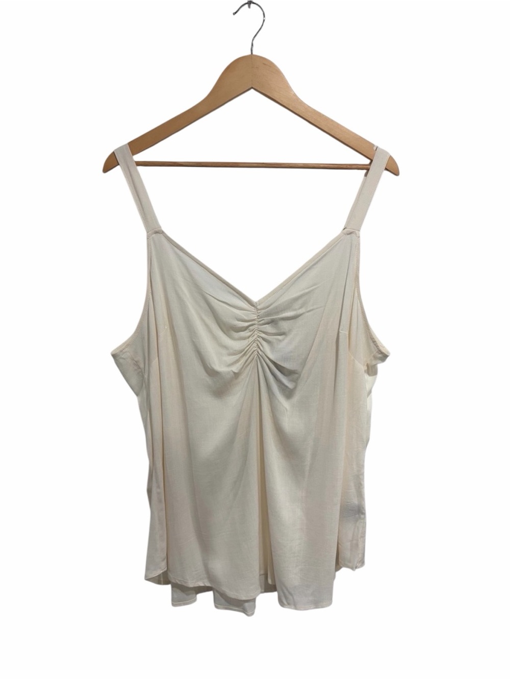 2/$30 Torrid Ava Rayon Slub Ruched V-Neck Camisole Off-White Cloud Dancer